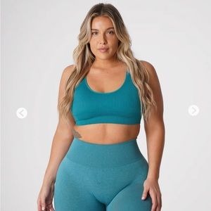 Teal Galaxy Ribbed Seamless Bra